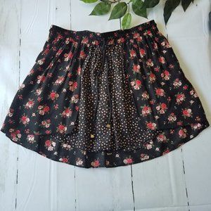 Forever 21 Floral/Black Circle Skirt Size Medium
